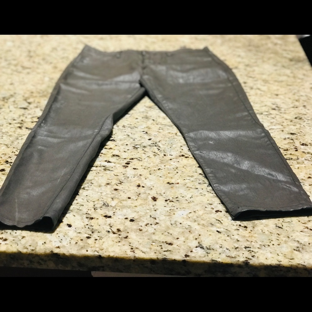 Leather look jeans
